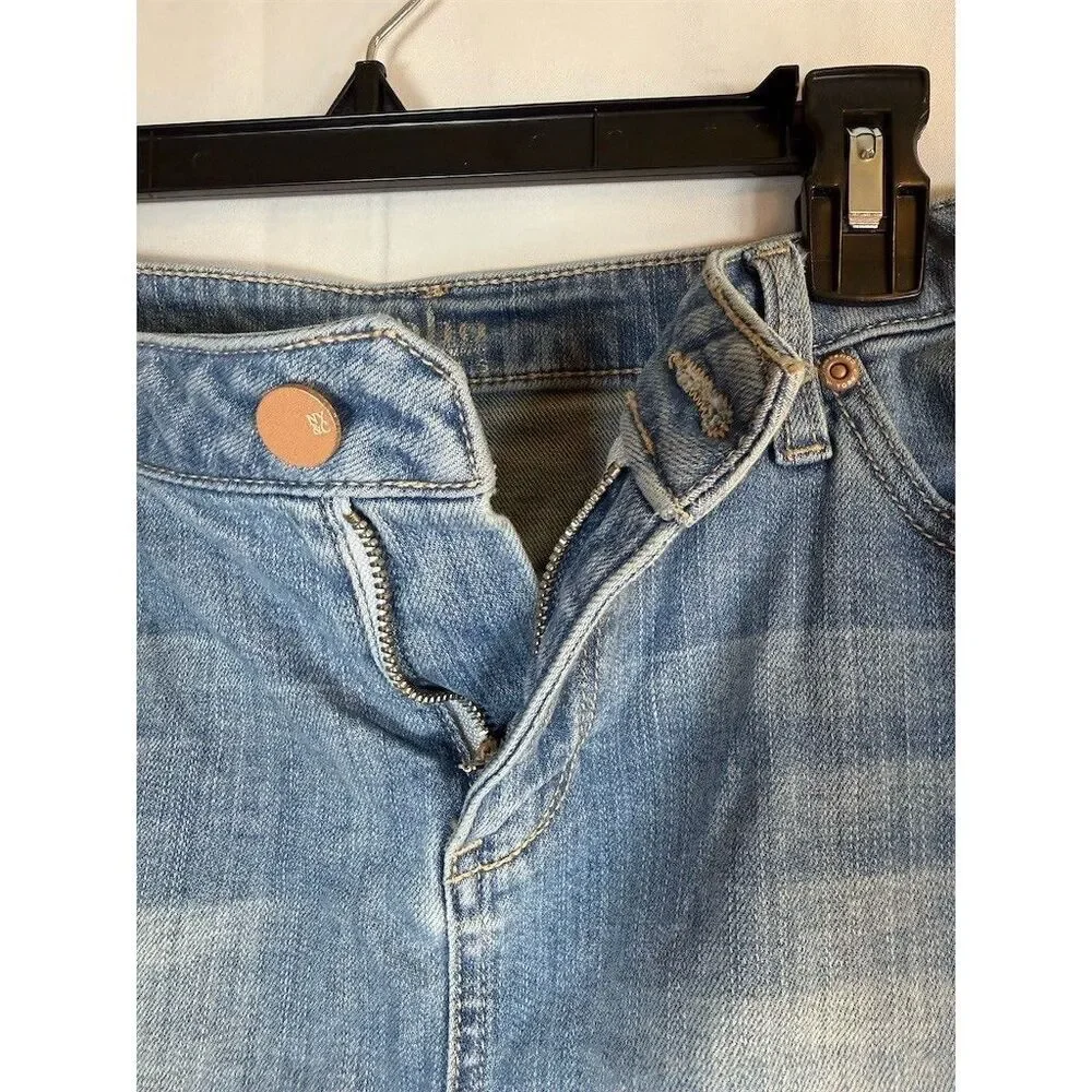 Soho Jeans Skirt Womens Size 8 Blue Light Wash Denim Mini Colorblock Hem - Picture 4 of 9